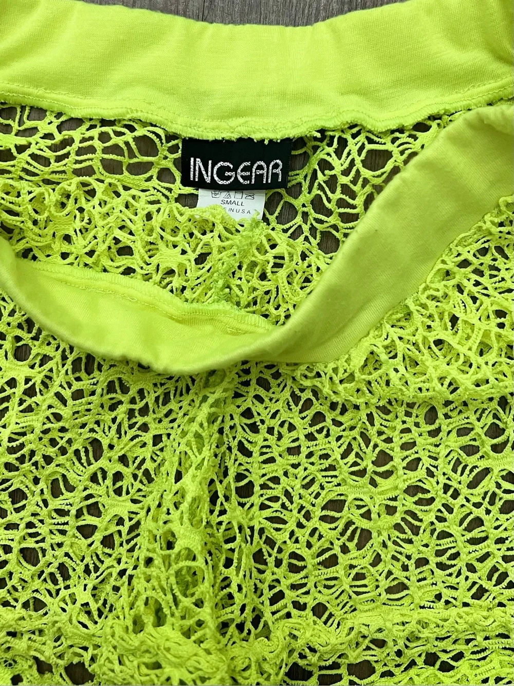 Ingear Neon green crochet festival fishnet shorts | Size Small